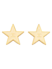 2001 Star Motif CC Mark Earrings White/Gold