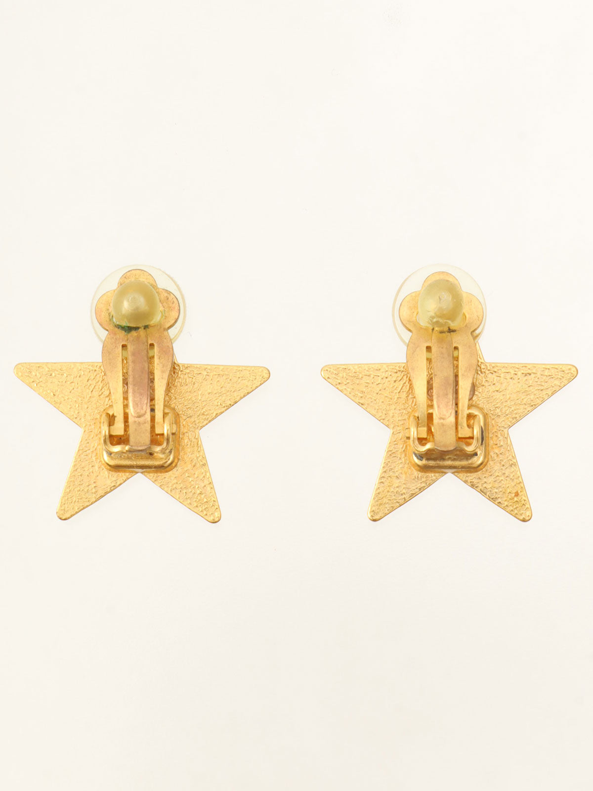2001 Star Motif CC Mark Earrings White/Gold