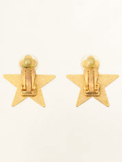 2001 Star Motif CC Mark Earrings White/Gold