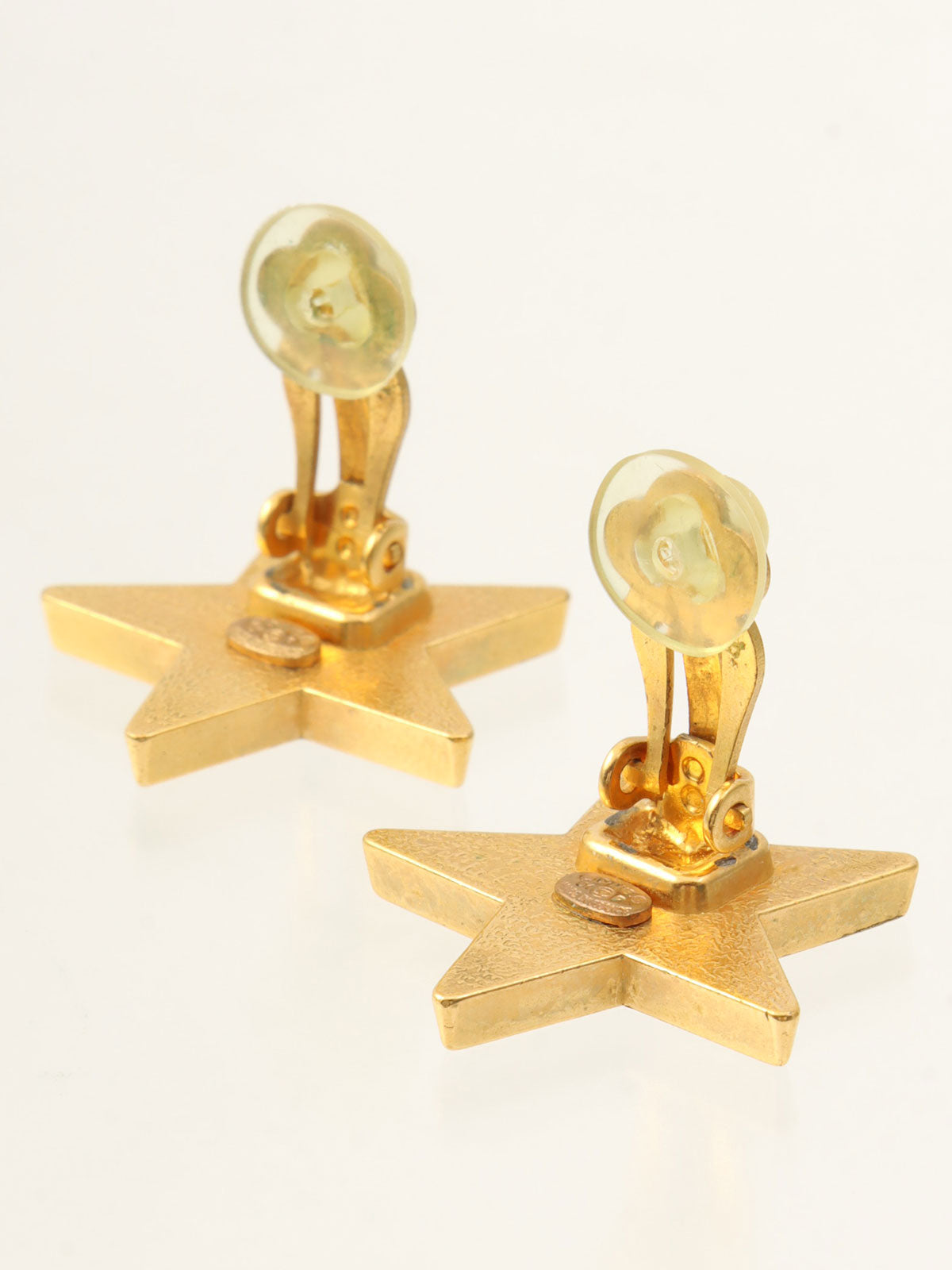2001 Star Motif CC Mark Earrings White/Gold