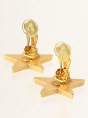 2001 Star Motif CC Mark Earrings White/Gold