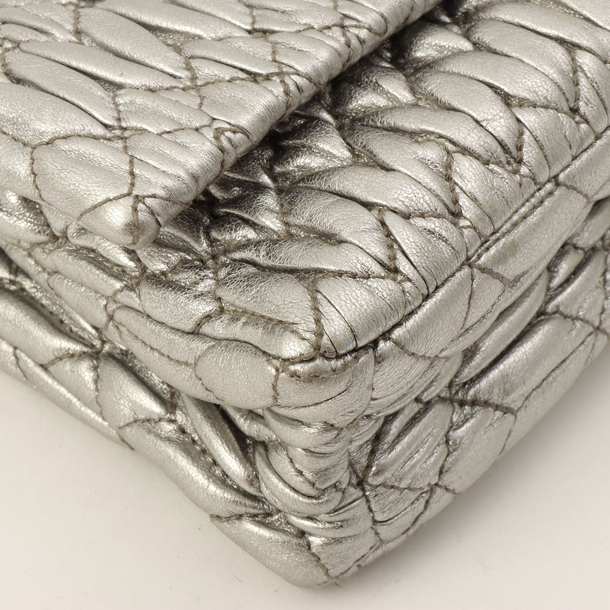 Crystal Matelassé Shoulder Bag Silver