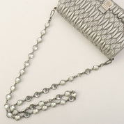 Crystal Matelassé Shoulder Bag Silver