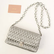Crystal Matelassé Shoulder Bag Silver