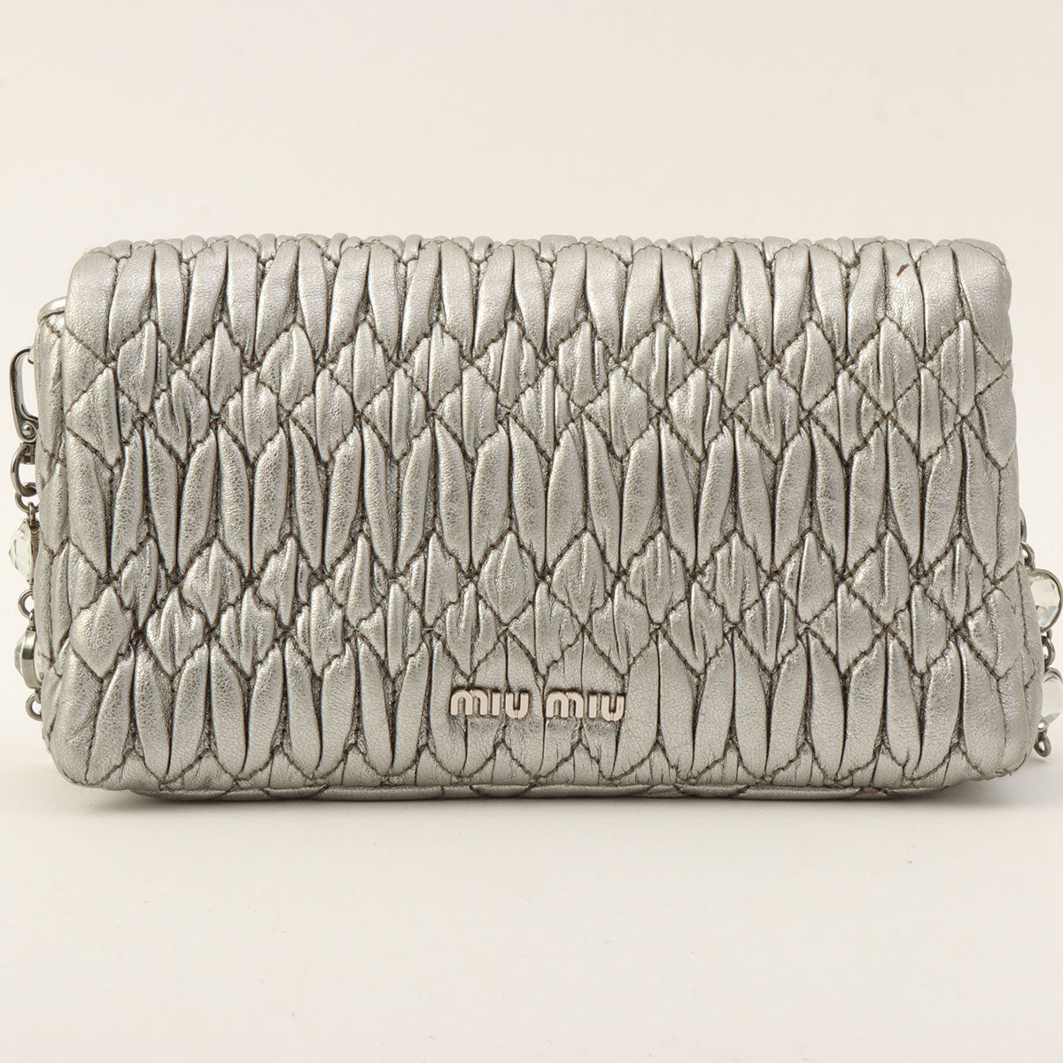 Crystal Matelassé Shoulder Bag Silver