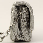 Crystal Matelassé Shoulder Bag Silver