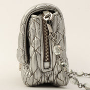 Crystal Matelassé Shoulder Bag Silver