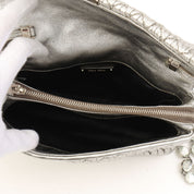 Crystal Matelassé Shoulder Bag Silver
