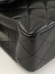 2021款鱼子酱纹经典翻盖链条包，23厘米，黑色