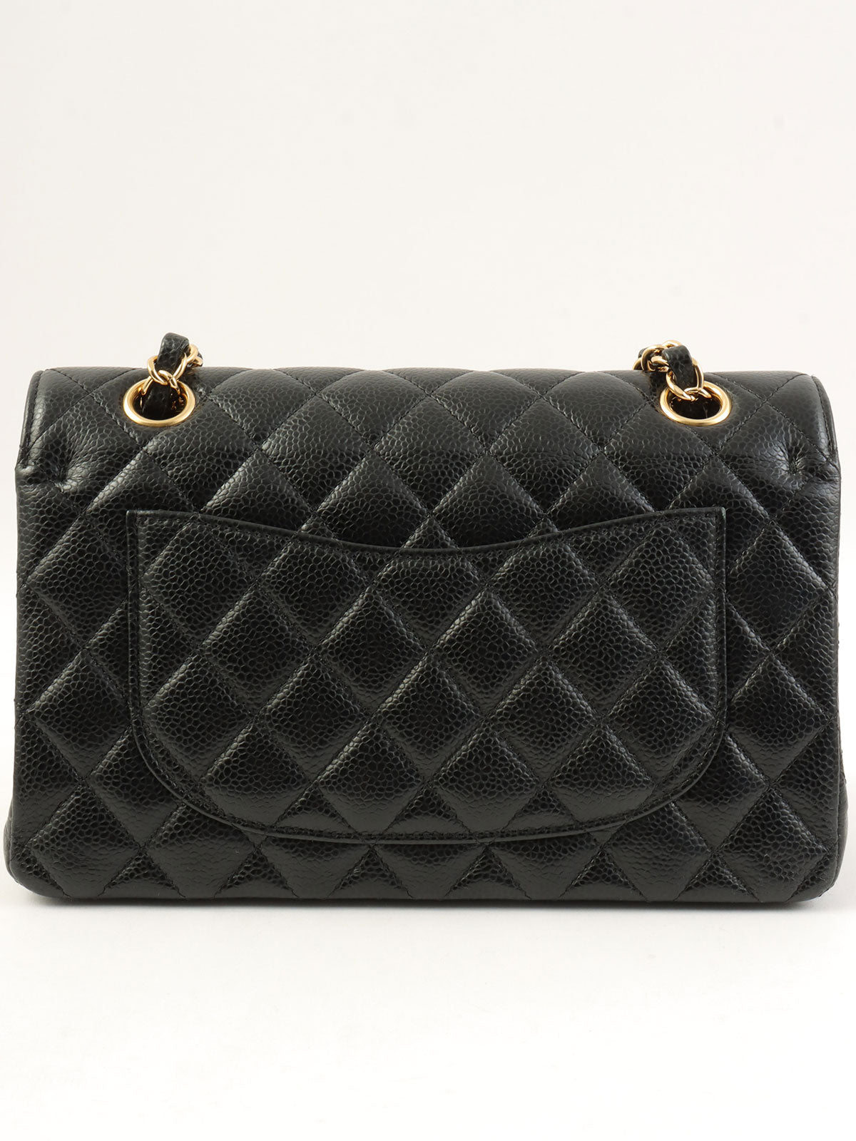 2021款鱼子酱纹经典翻盖链条包，23厘米，黑色