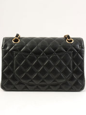 2021款鱼子酱纹经典翻盖链条包，23厘米，黑色