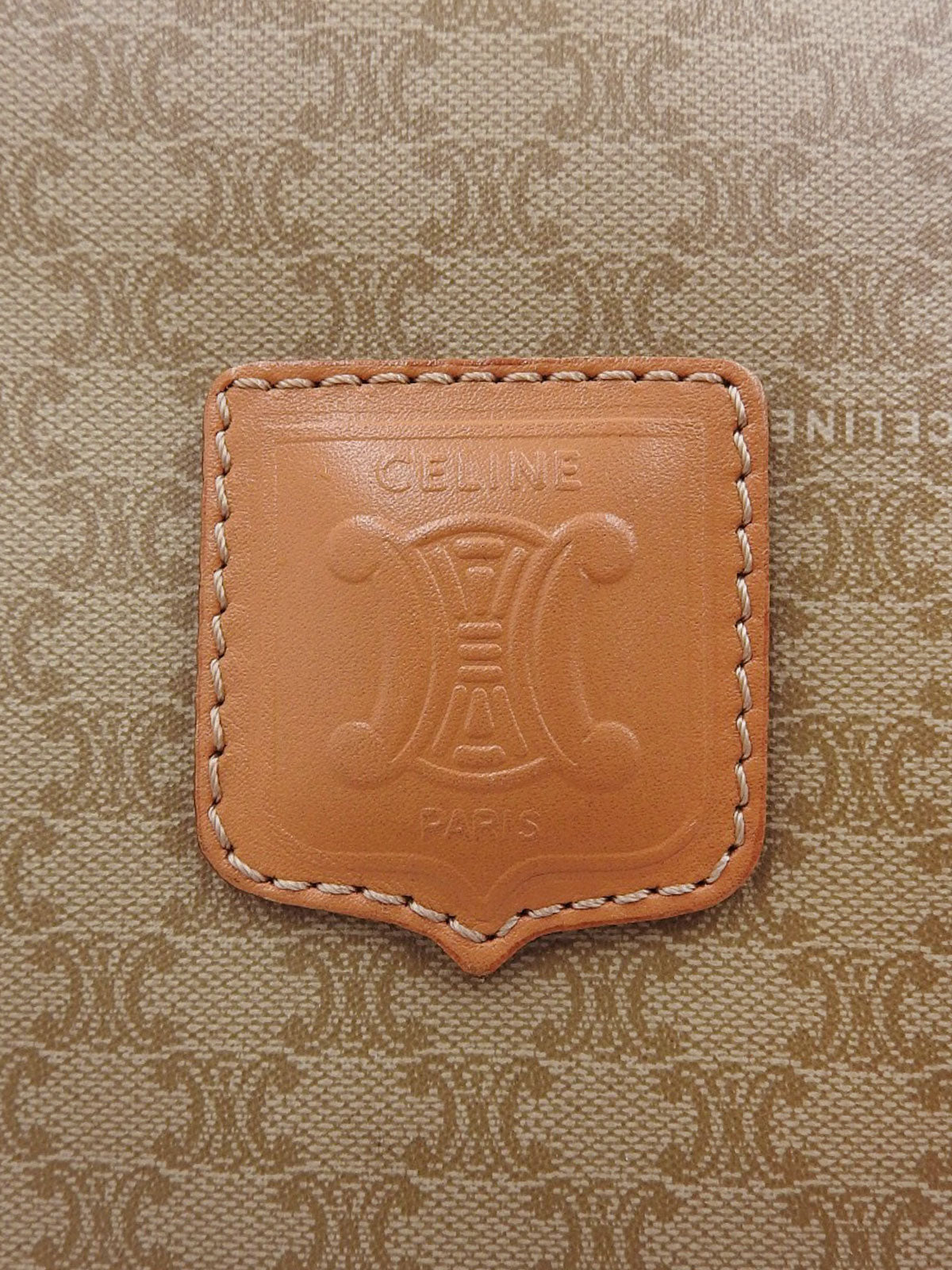 Macadam Pattern Logo Embossed Boston Bag in Beige