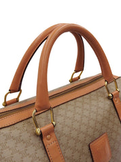 Macadam Pattern Logo Embossed Boston Bag in Beige