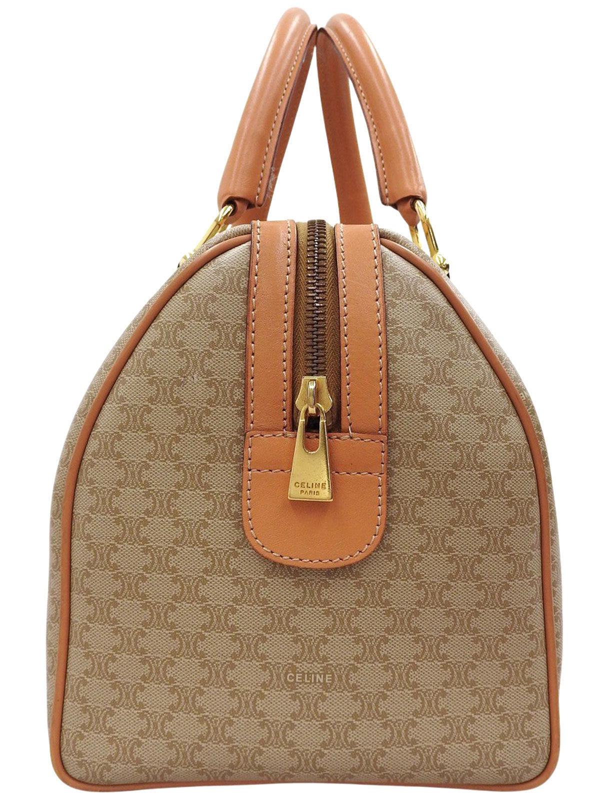 マカダムパターンロゴエンボスボストンバッグ ベージュ