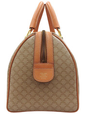 Macadam Pattern Logo Embossed Boston Bag in Beige