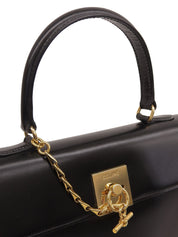 ロゴプレートハンドバッグ ブラック