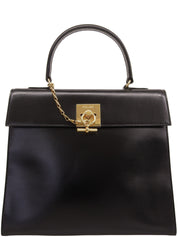 ロゴプレートハンドバッグ ブラック