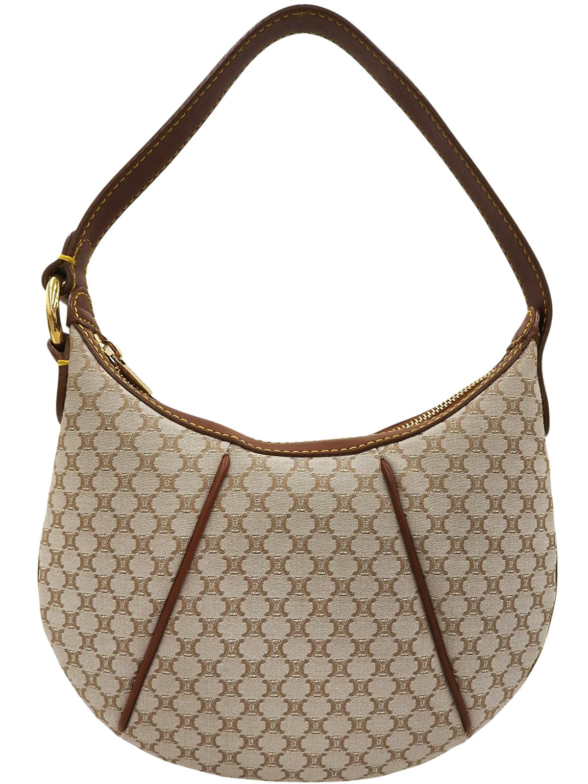 マカダムパターンハンドバッグ ベージュ/ブラウン