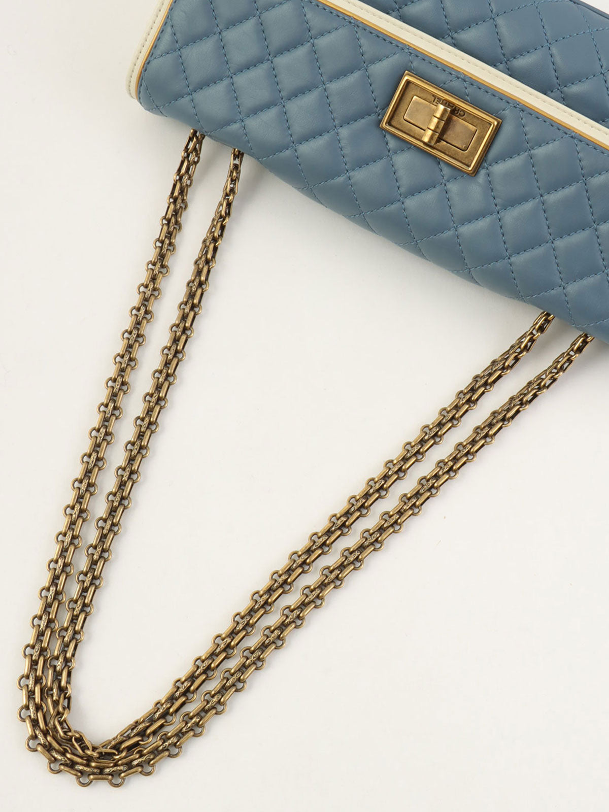 2013 2.55 Matelasse Stitch Chain Shoulder Bag in Light Blue/White