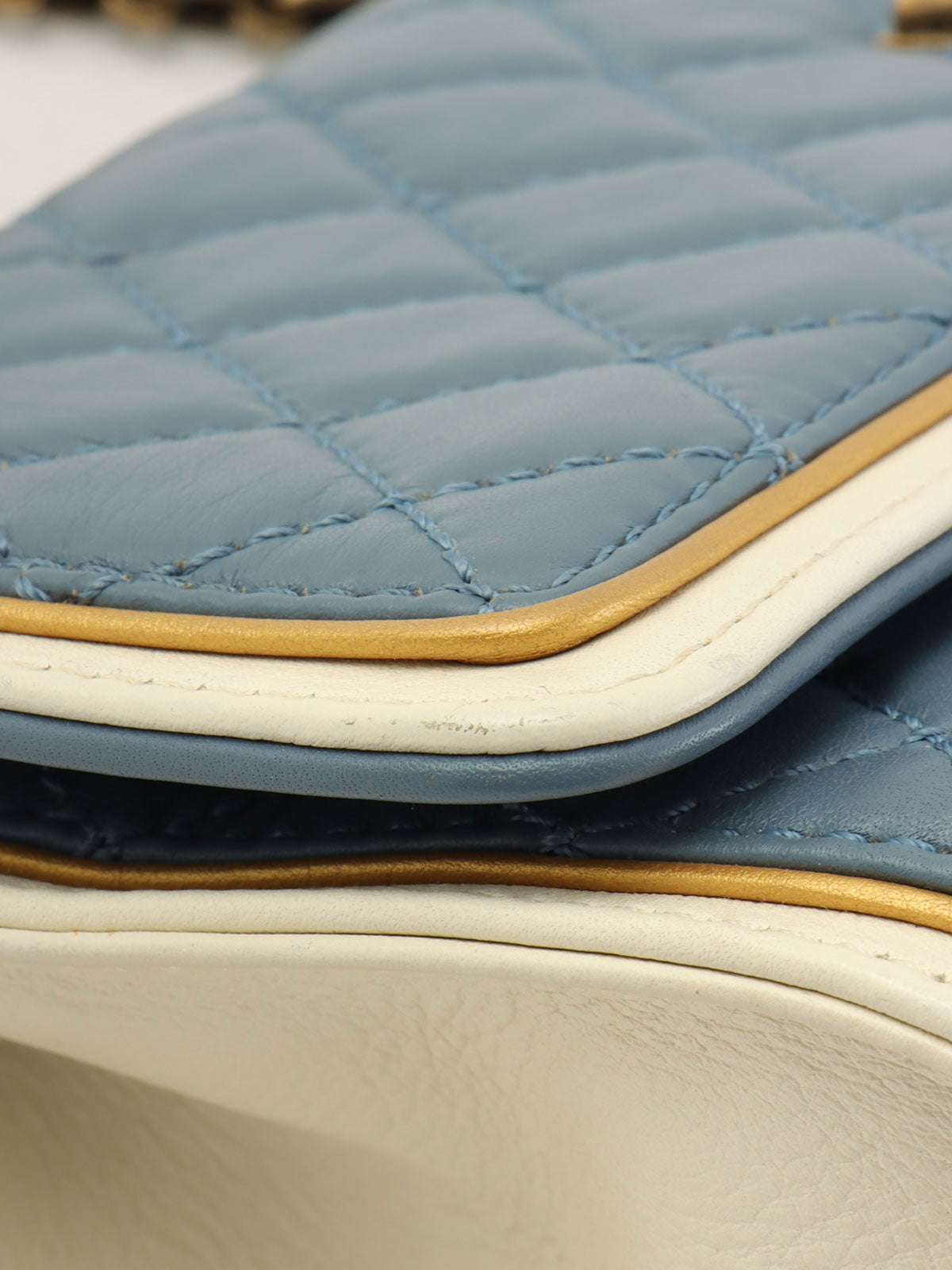 2013 2.55 Matelasse Stitch Chain Shoulder Bag in Light Blue/White