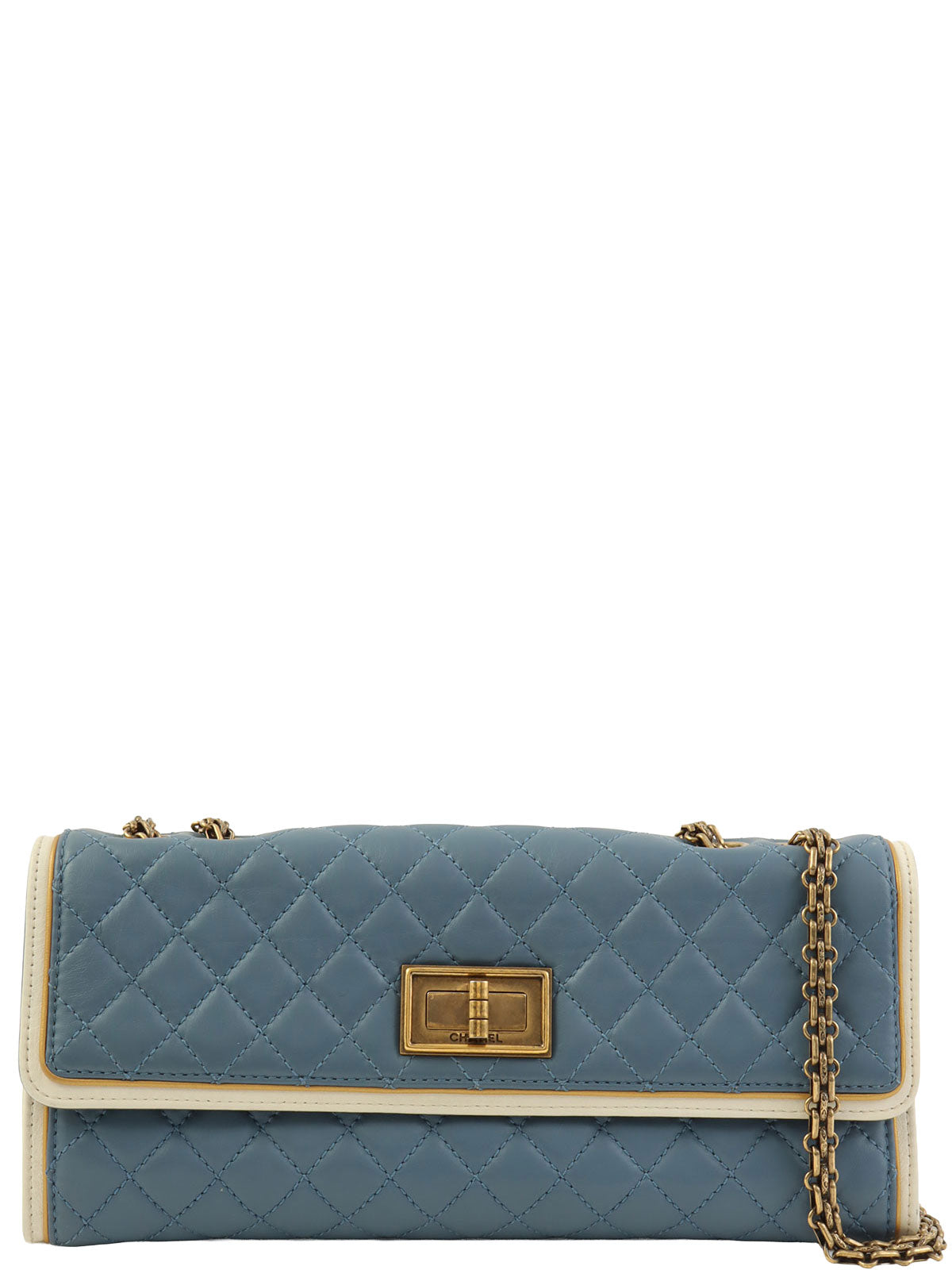 2013 2.55 Matelasse Stitch Chain Shoulder Bag in Light Blue/White