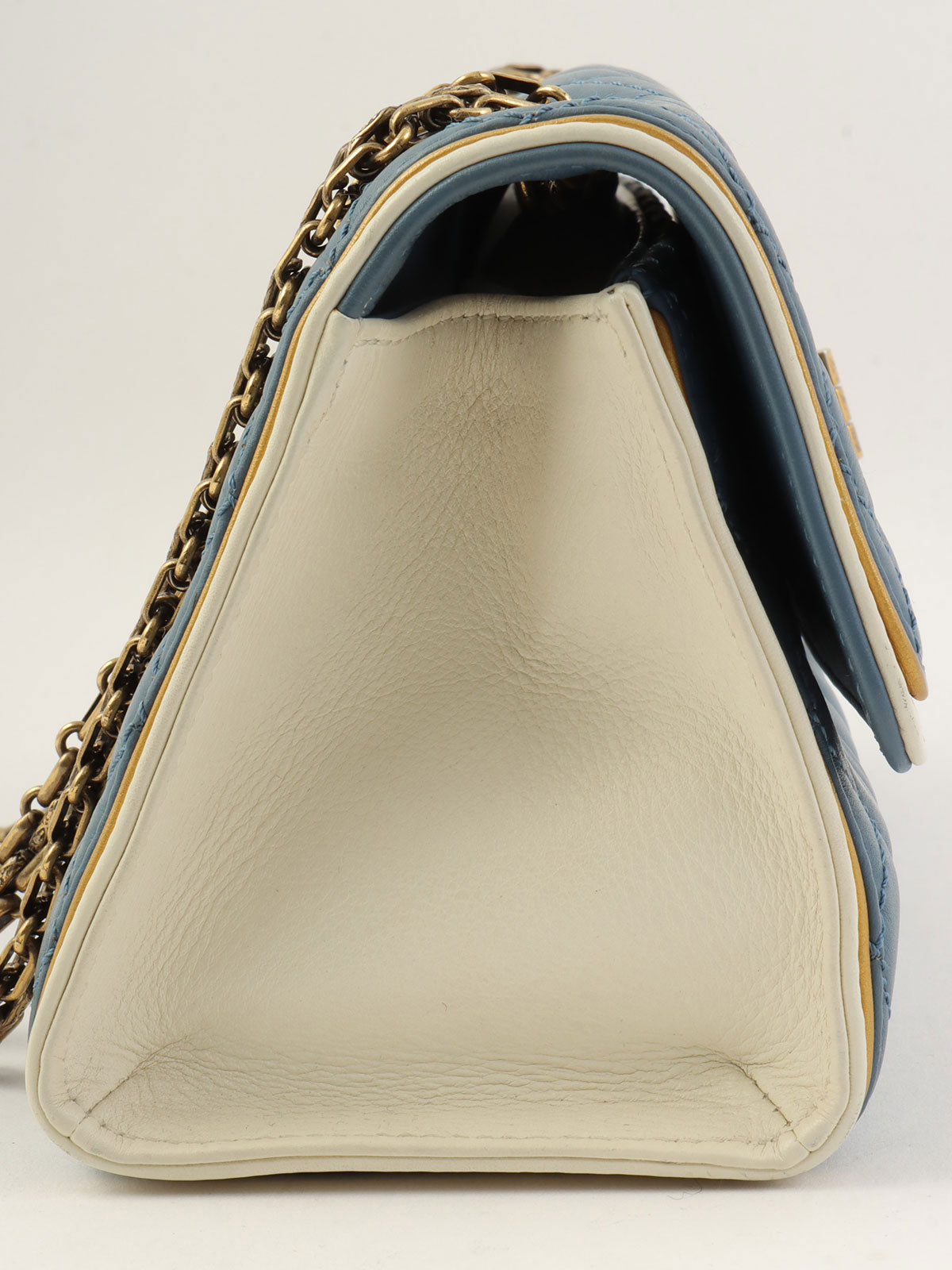 2013 2.55 Matelasse Stitch Chain Shoulder Bag in Light Blue/White