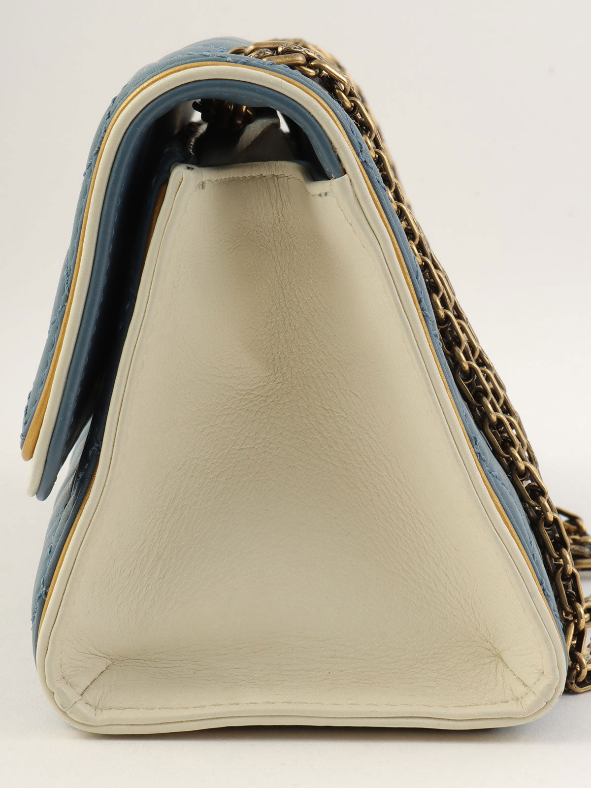 2013 2.55 Matelasse Stitch Chain Shoulder Bag in Light Blue/White