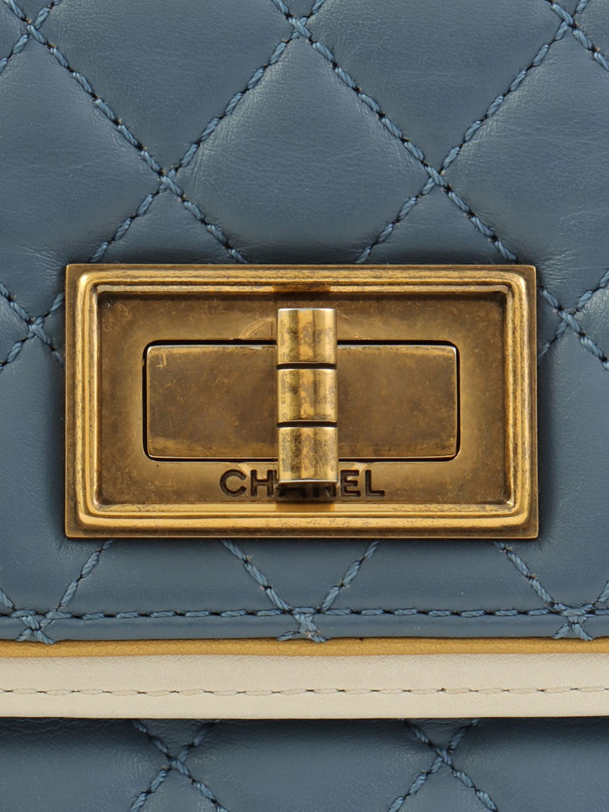 2013 2.55 Matelasse Stitch Chain Shoulder Bag in Light Blue/White