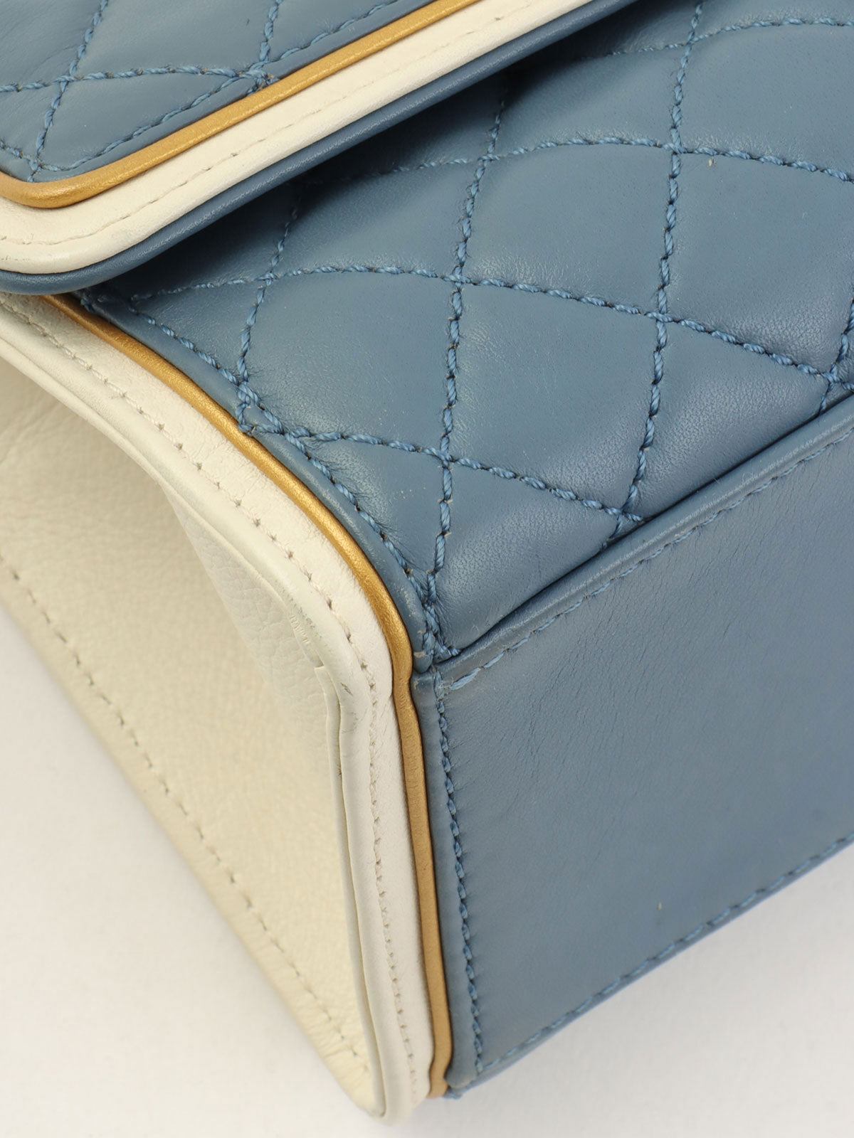 2013 2.55 Matelasse Stitch Chain Shoulder Bag in Light Blue/White