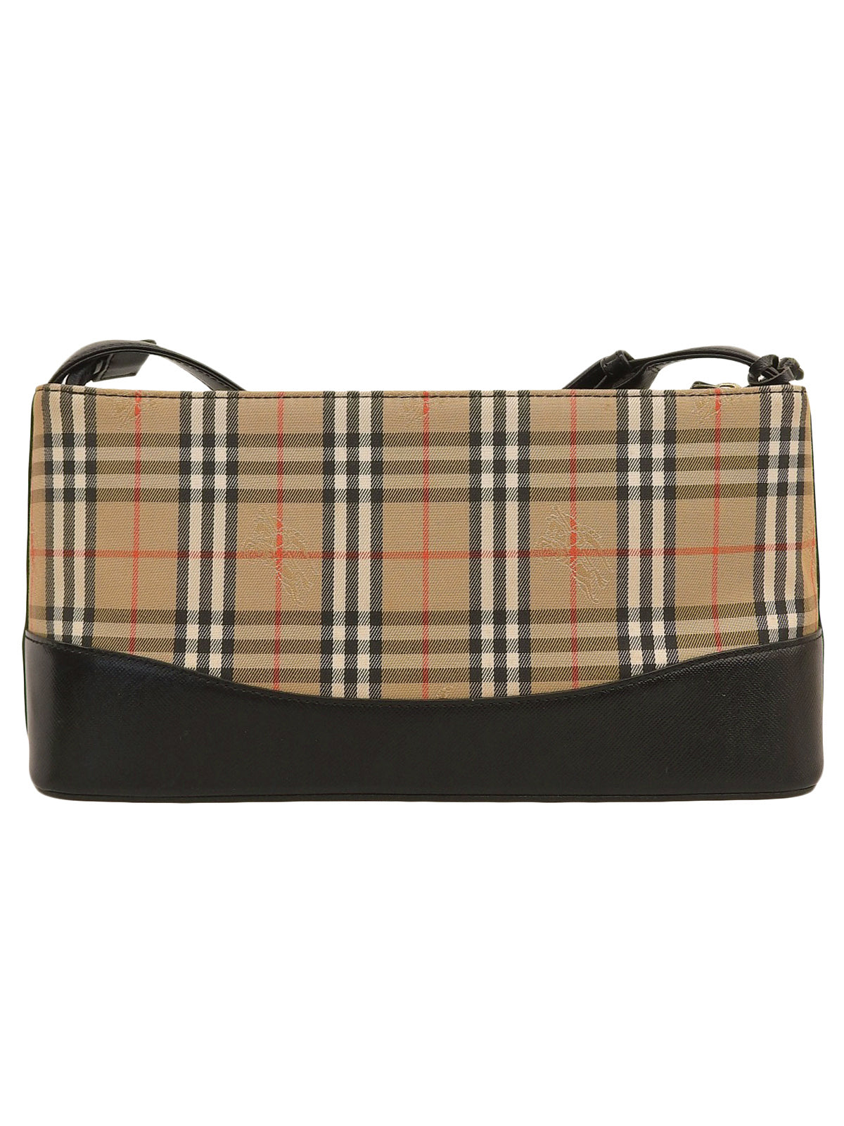 ノバチェックパターンロゴエンボスショルダーバッグ ベージュ/ブラック