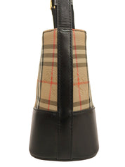 Nova格纹图案Logo压纹单肩包，米色/黑色