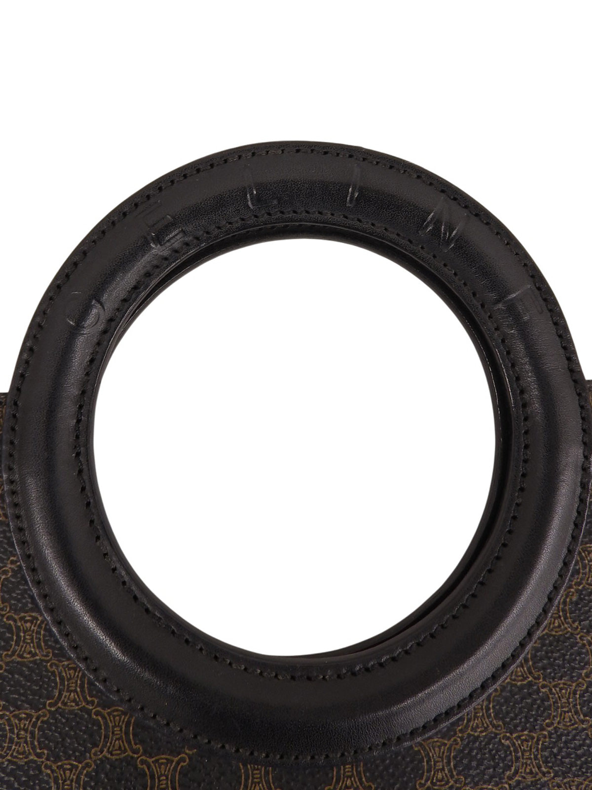 マカダムパターンロゴエンボスハンドルバッグ ブラウン/ブラック