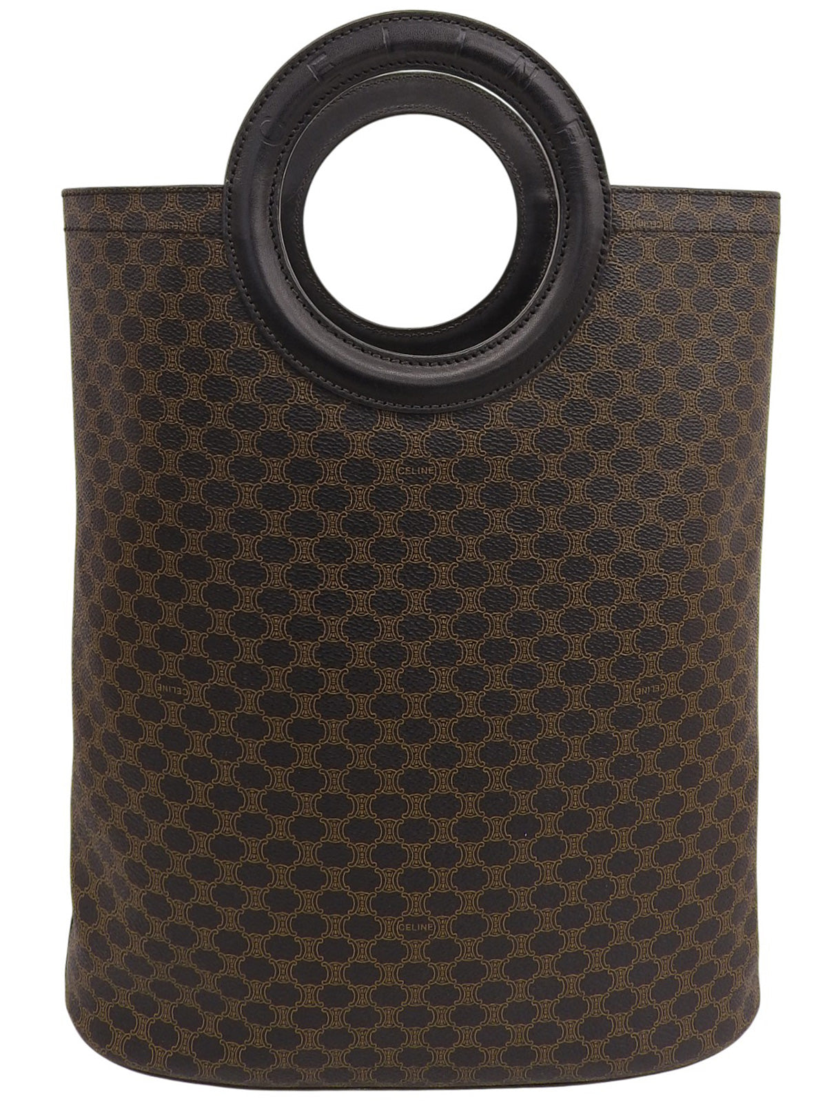 マカダムパターンロゴエンボスハンドルバッグ ブラウン/ブラック