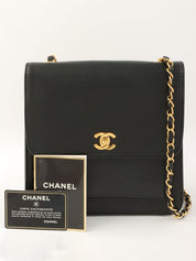 1998 CC 旋扣链条单肩包，黑色