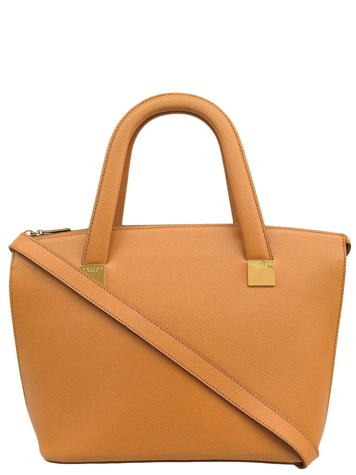 ロゴプレート2wayレザーバッグ ブラウン