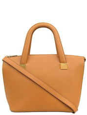 ロゴプレート2wayレザーバッグ ブラウン