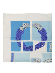 Silk Panther Design Scarf, Ice Blue
