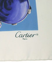 丝绸豹纹图案围巾，冰蓝色