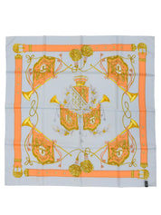 Silk Flag Design Pattern Scarf in Baby Blue/Orange/Multi