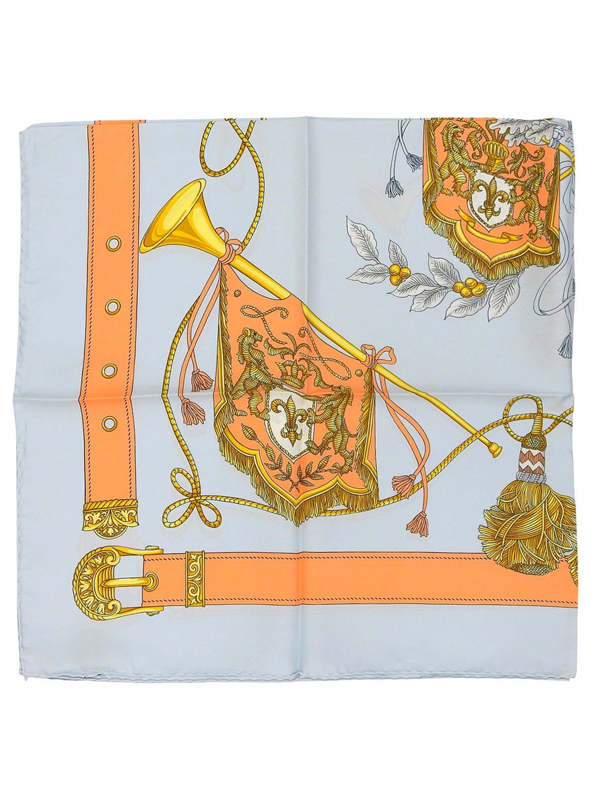 Silk Flag Design Pattern Scarf in Baby Blue/Orange/Multi