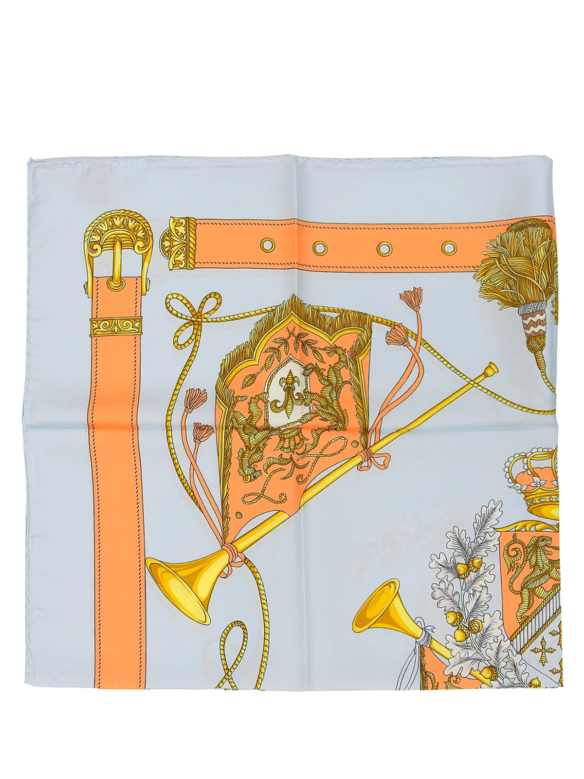 Silk Flag Design Pattern Scarf in Baby Blue/Orange/Multi