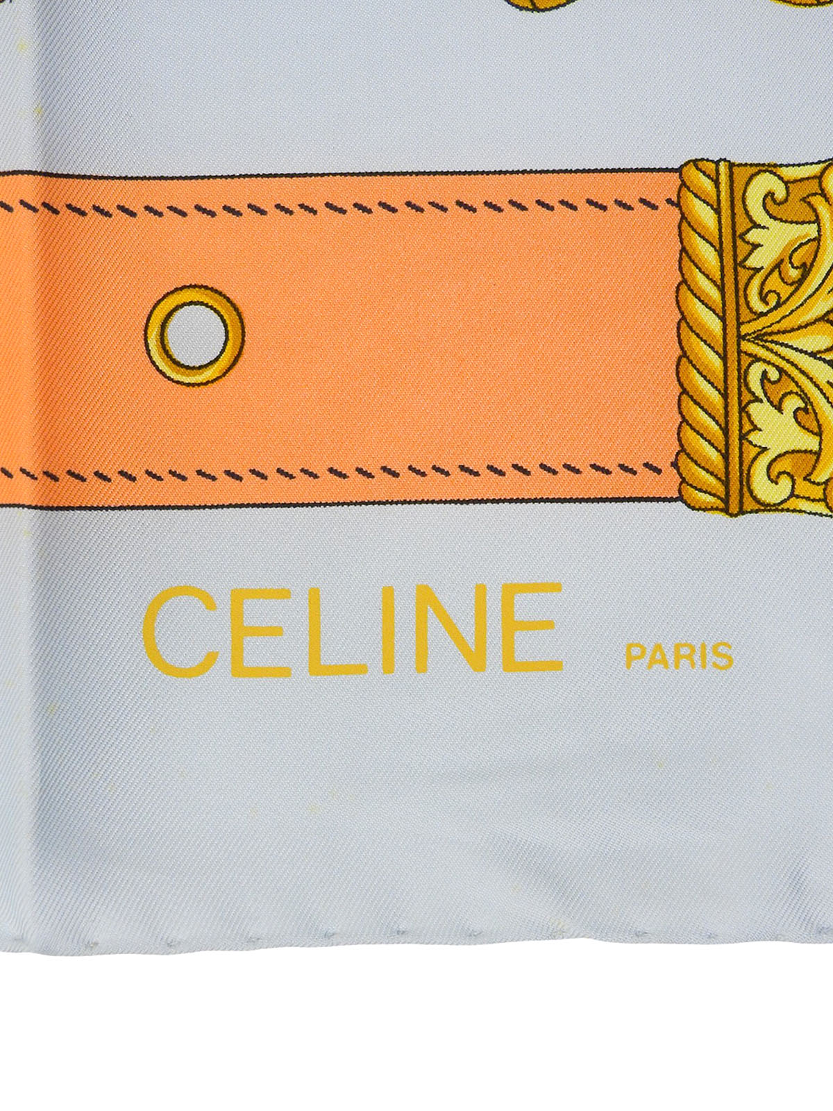 シルクフラッグデザインパターンスカーフ ベイビーブルー/オレンジ/マルチ