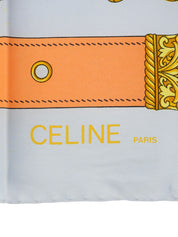 シルクフラッグデザインパターンスカーフ ベイビーブルー/オレンジ/マルチ