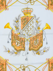 シルクフラッグデザインパターンスカーフ ベイビーブルー/オレンジ/マルチ