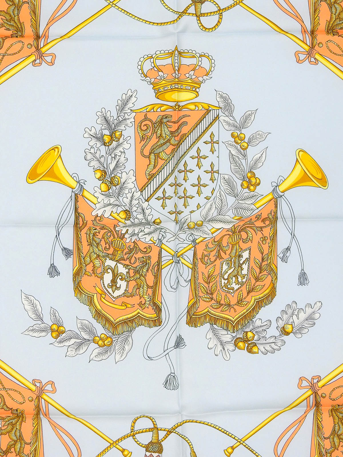 Silk Flag Design Pattern Scarf in Baby Blue/Orange/Multi