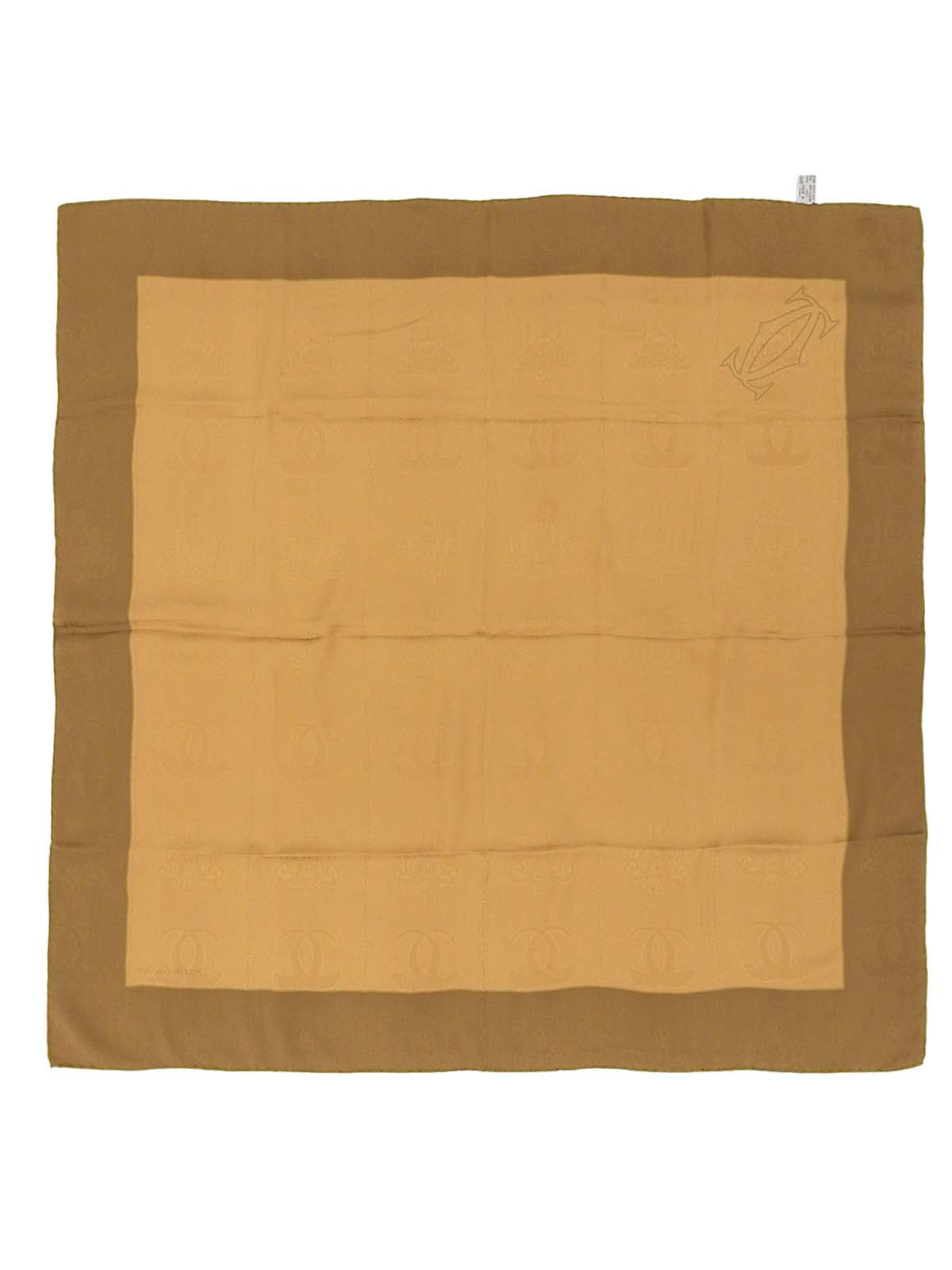 マストラインシルクロゴパターンスカーフ ベージュ