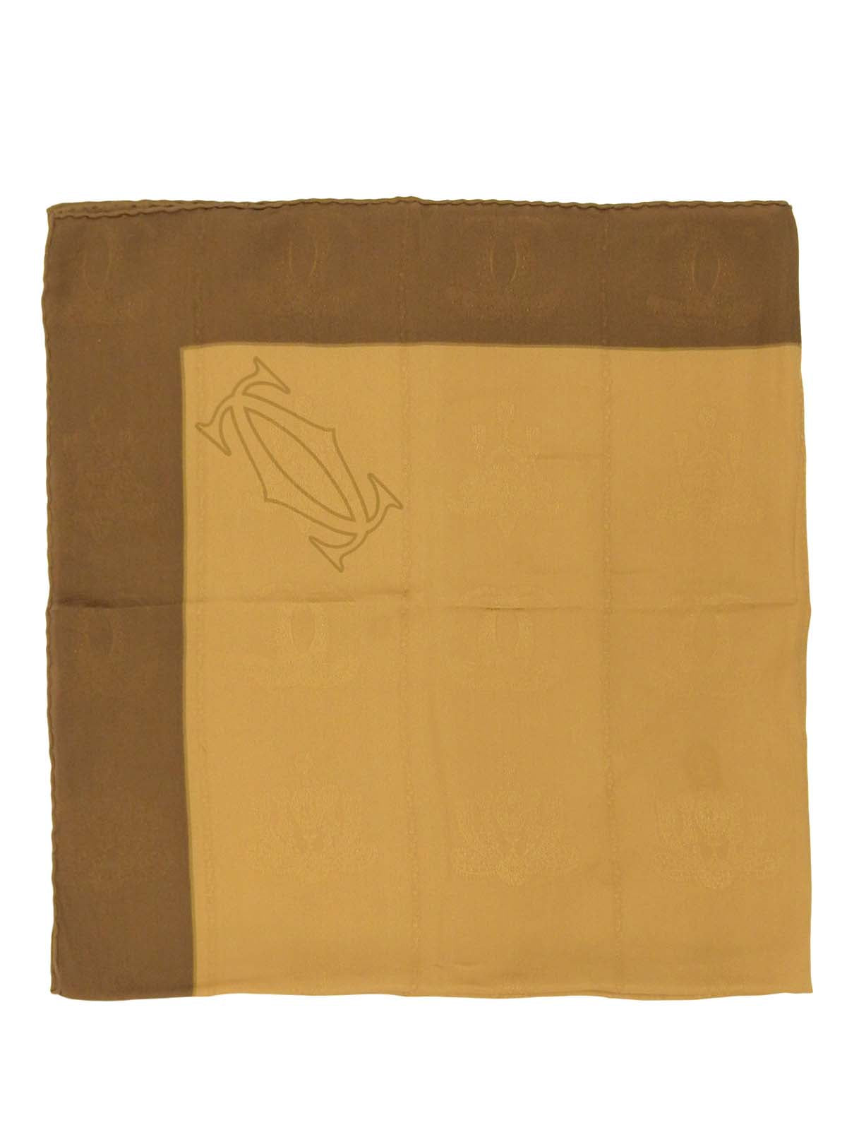 Must Line Silk Logo Pattern Scarf in Beige