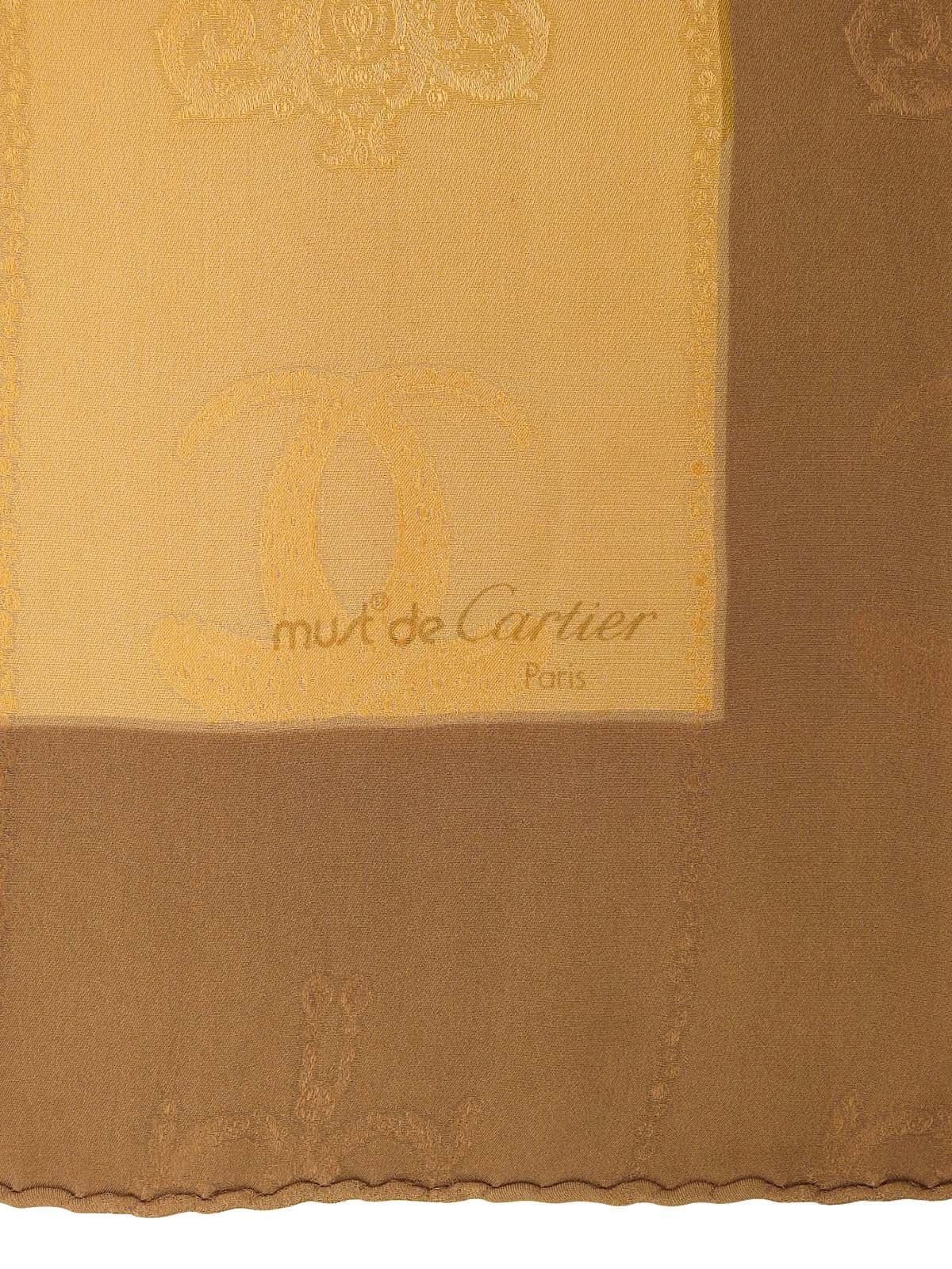 Must Line Silk Logo Pattern Scarf in Beige