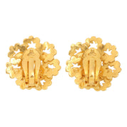 1996 Flower Motif CC Mark Earrings Gold