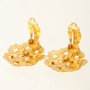1996 Flower Motif CC Mark Earrings Gold